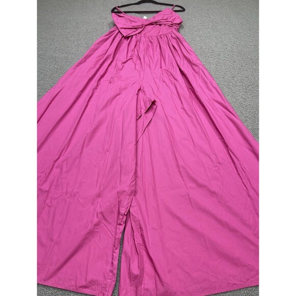 Anthropologie Hutch Jumpsuit Pink Poplin Bow Preppy Boho Retro Vacay Large NWT - Picture 2 of 12